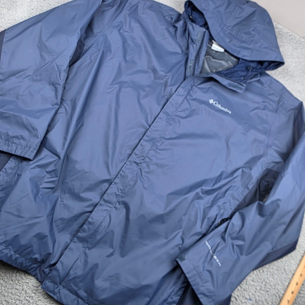 Columbia Rain Jacket Mens 3XT Blue Omni-Tech Watertight II Hooded XT9852